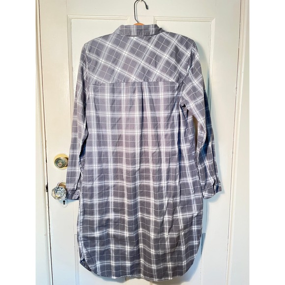 Garnet Hill Long-Sleeve Flannel Shirtdress 100% Organic Pima Cotton - Picture 2 of 10